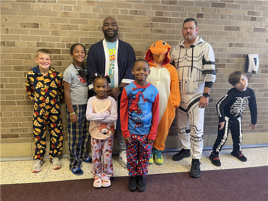 students wearing pjs and comfy clothes